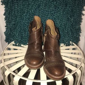 COPY - Anthropologie Schumer & Sons Buckle Stud Accent Brown Leather Booties Si…